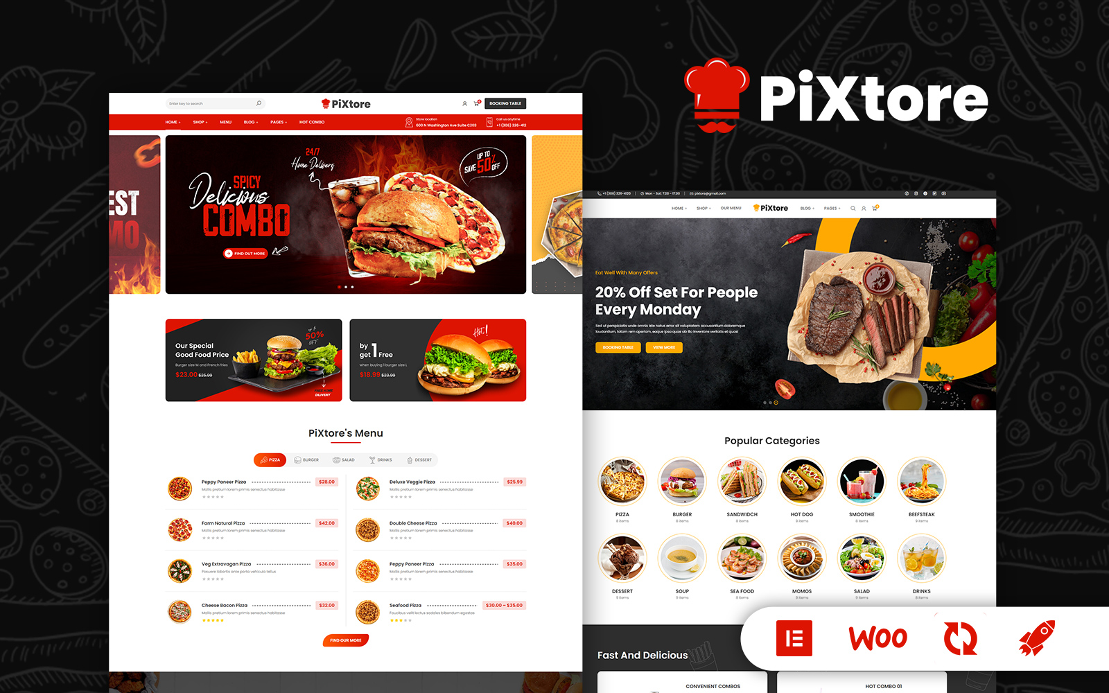 PiXtore - Pizza and Restaurant WooCommerce Theme