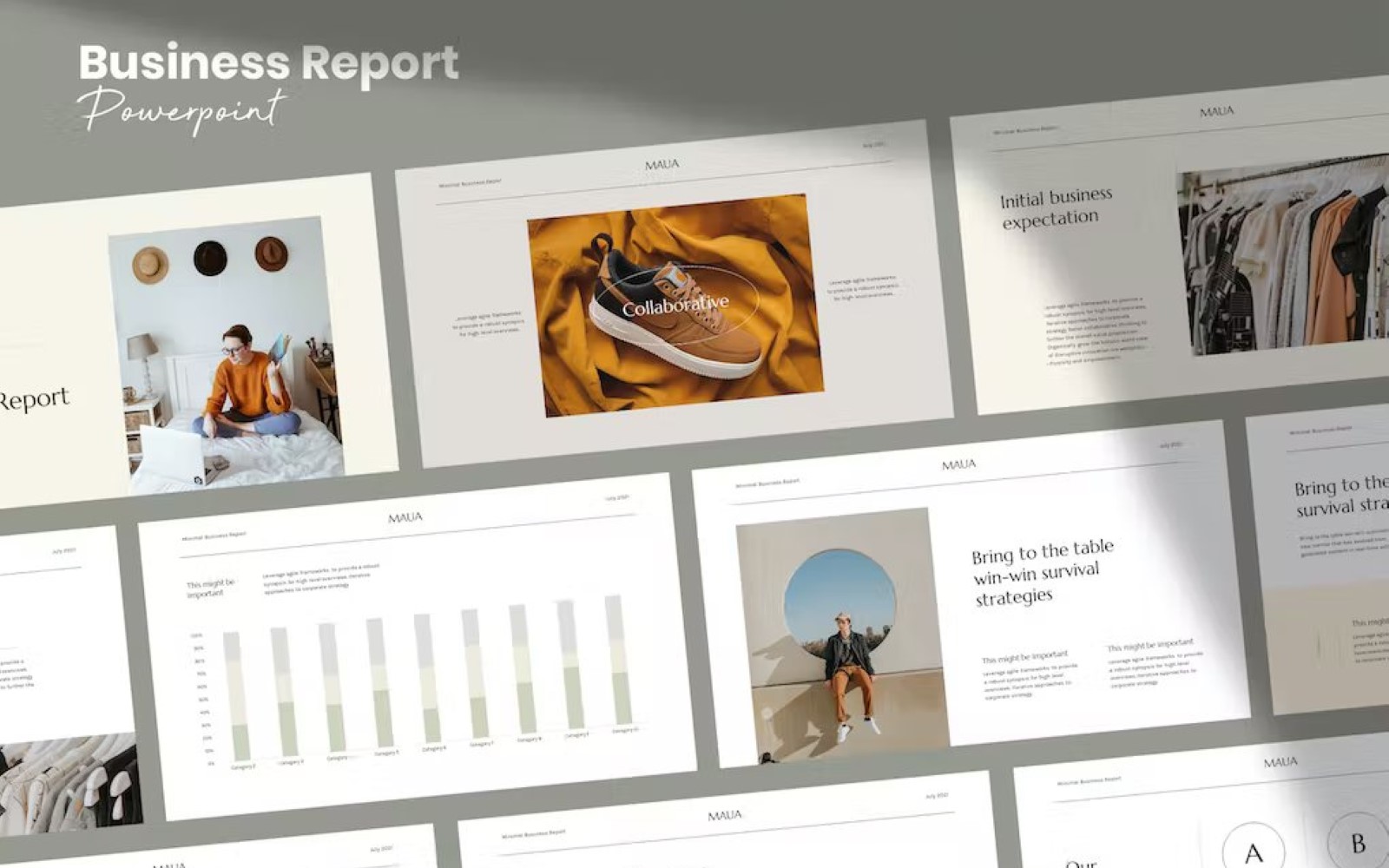 Maua Aesthetic Business Report Template Powerpoint
