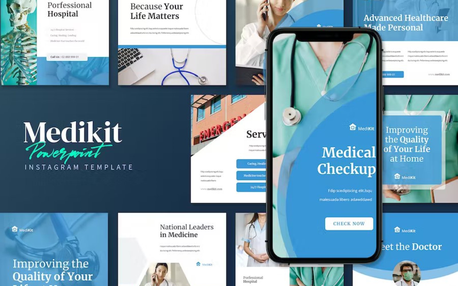 Medikit - Medical Instagram Post Template PPT
