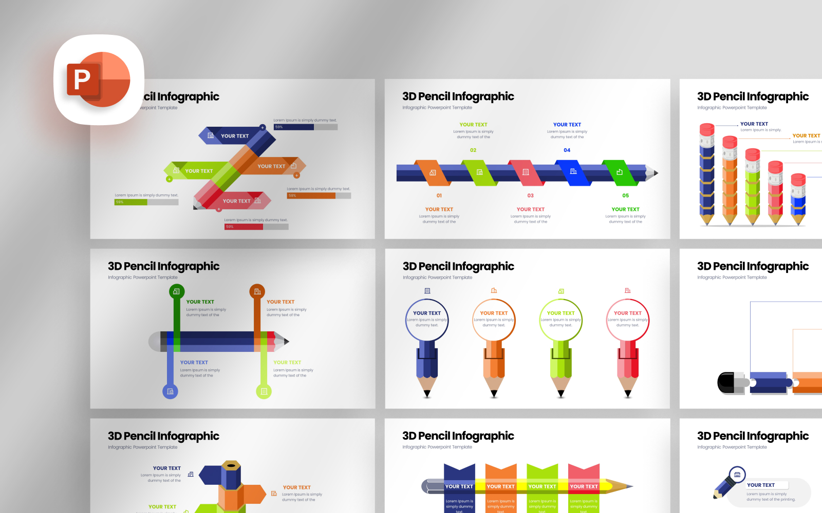 3D Pencil Infographic Presentation Template