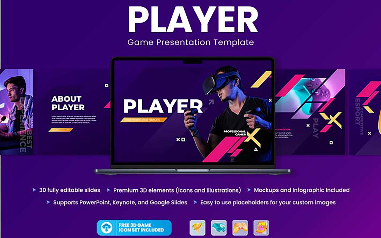 Player - Game Presentation PowerPoint Template