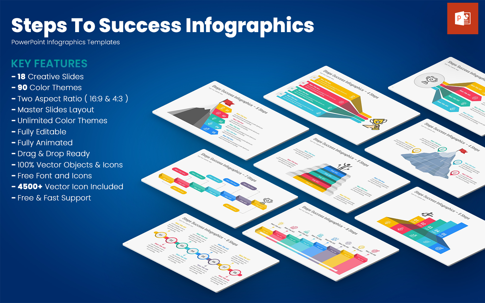 Steps To Success Infographics PowerPoint Templates