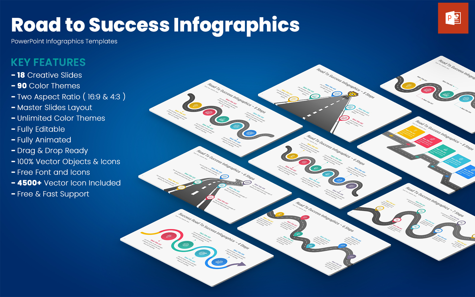 Road to Success Infographics PowerPoint Templates