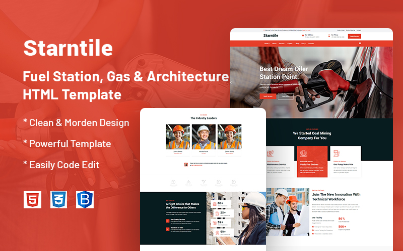 Starntile – Fuel Station, Gas Pump & Architecture Website Template