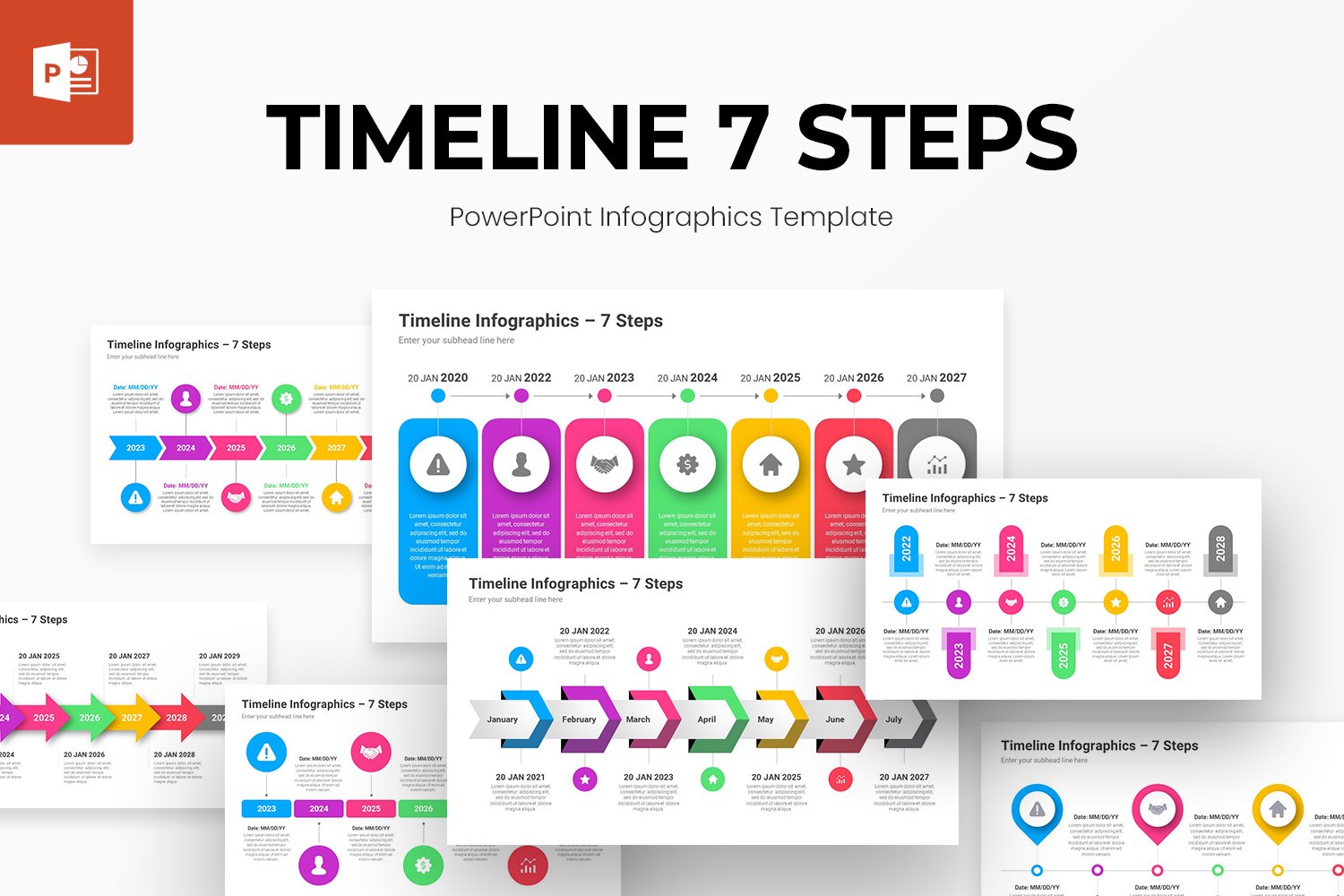 7 Steps Timeline Infographics PowerPoint Template