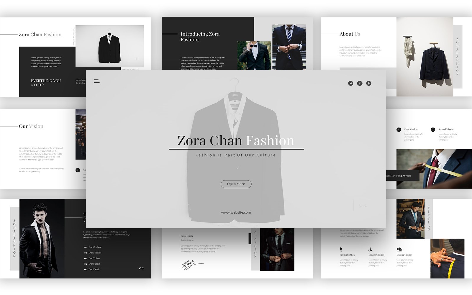 Zora Chan Man Fashion Powerpoint Template