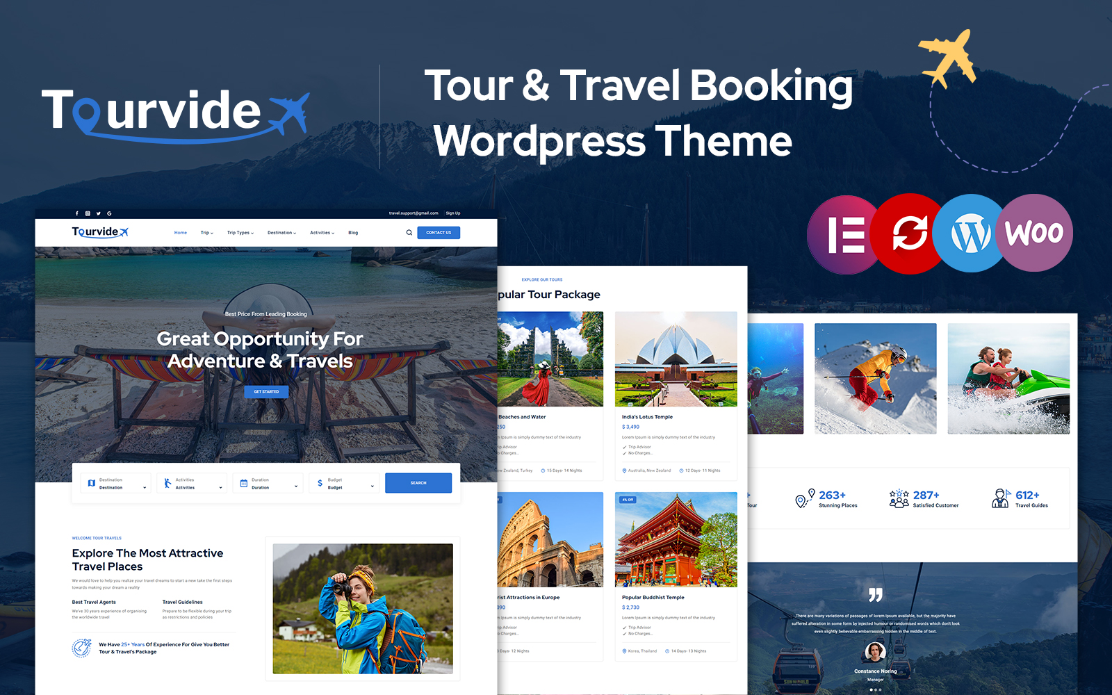 Tourvide - Tour Travel Booking Elementor Wordpress Theme