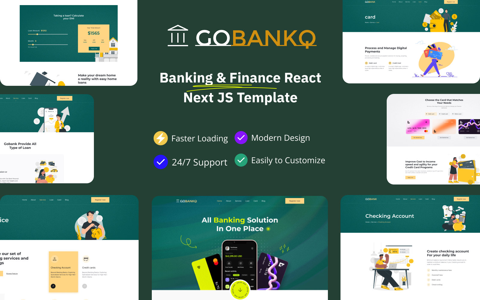 Gobank- Banking & Finance React Next JS Taiwind CSS Template