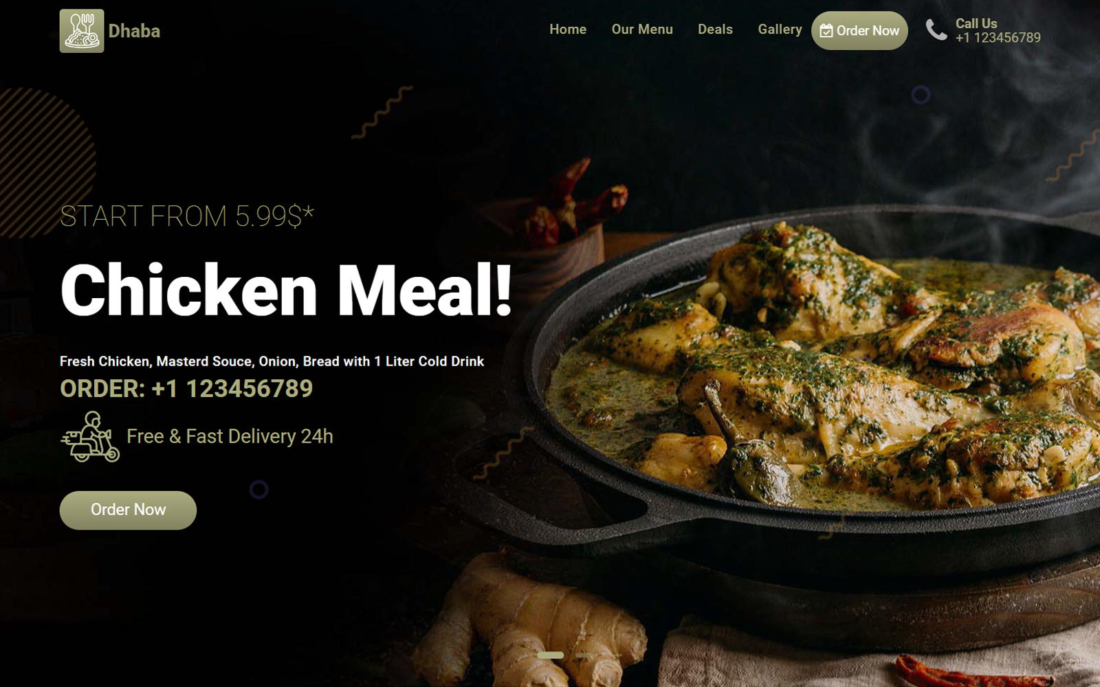 Dhaba - Indian Restaurant Responsive Landing Page Template