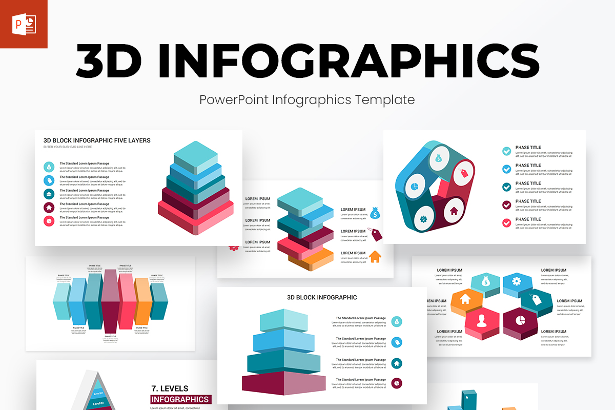3D Infographics PowerPoint Template Diagrams