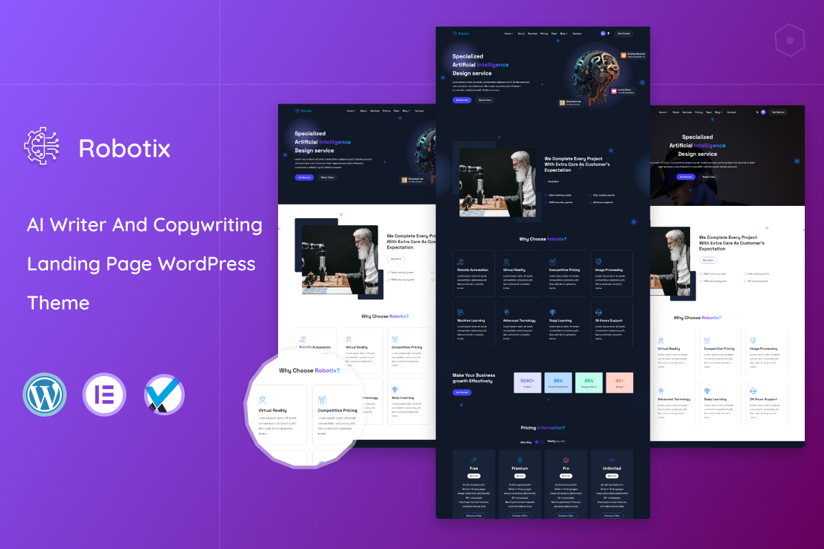 Robotix - AI Writer & Copywriting Landing Page WordPress Theme