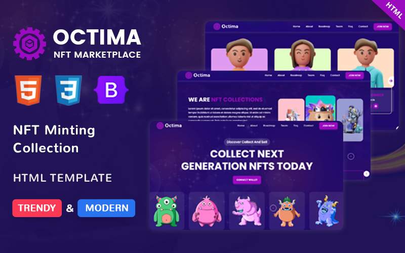 Octima - NFT Minting/Collection Landing Page Template