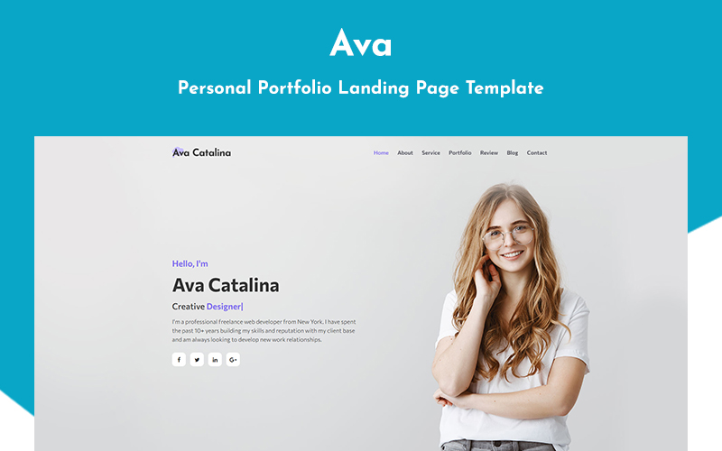 Ava - Personal Portfolio Landing Page Template