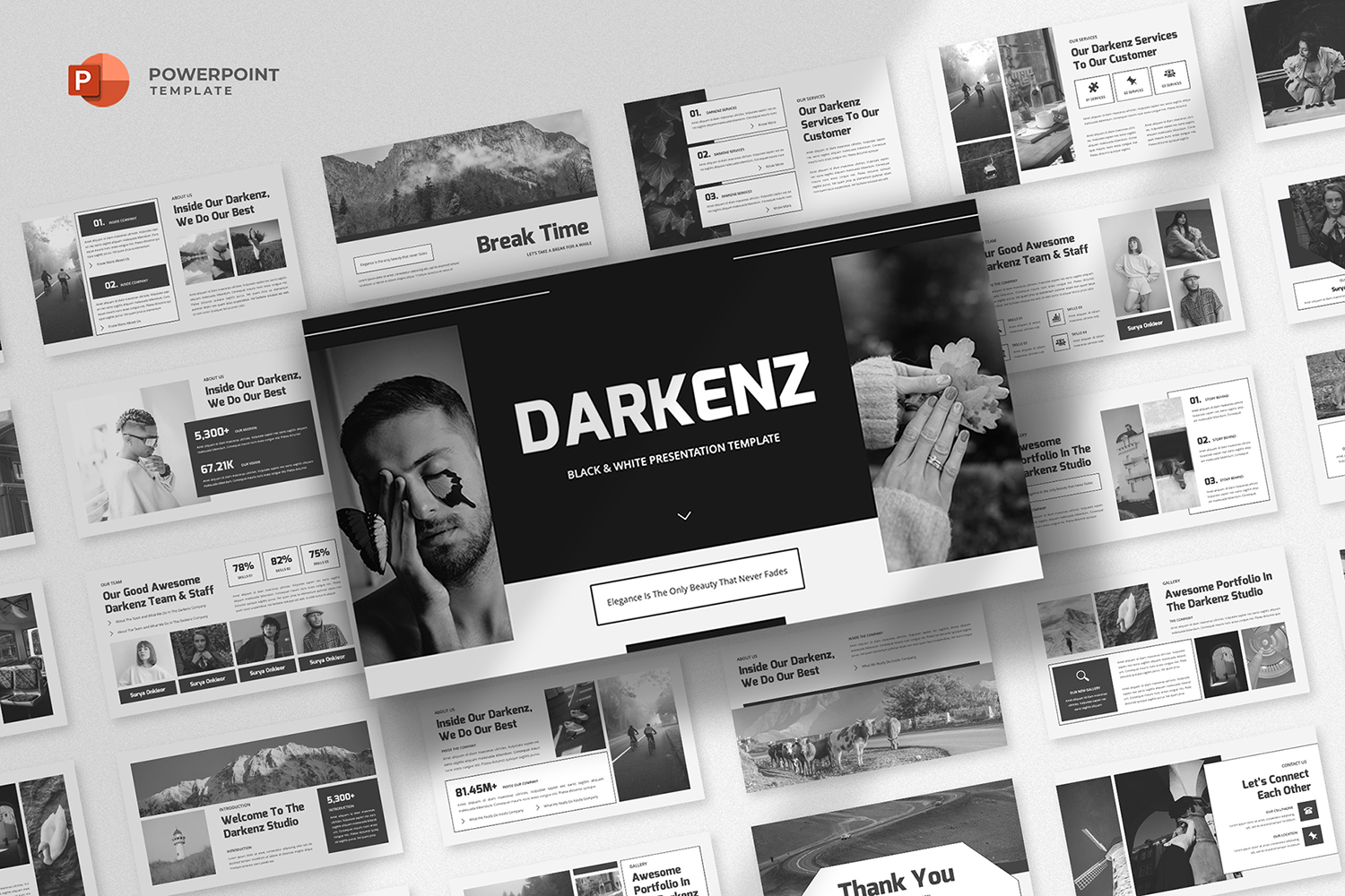 Darkenz - Black and White Powerpoint Template