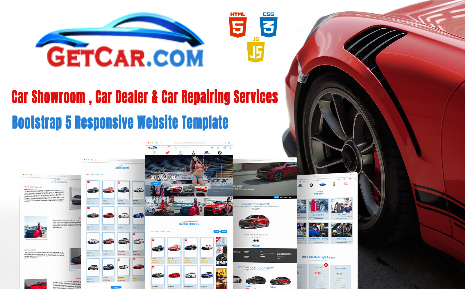 GetCar - Car Showroom , Car Dealer & Car Repairing Services  Responsive Website Template