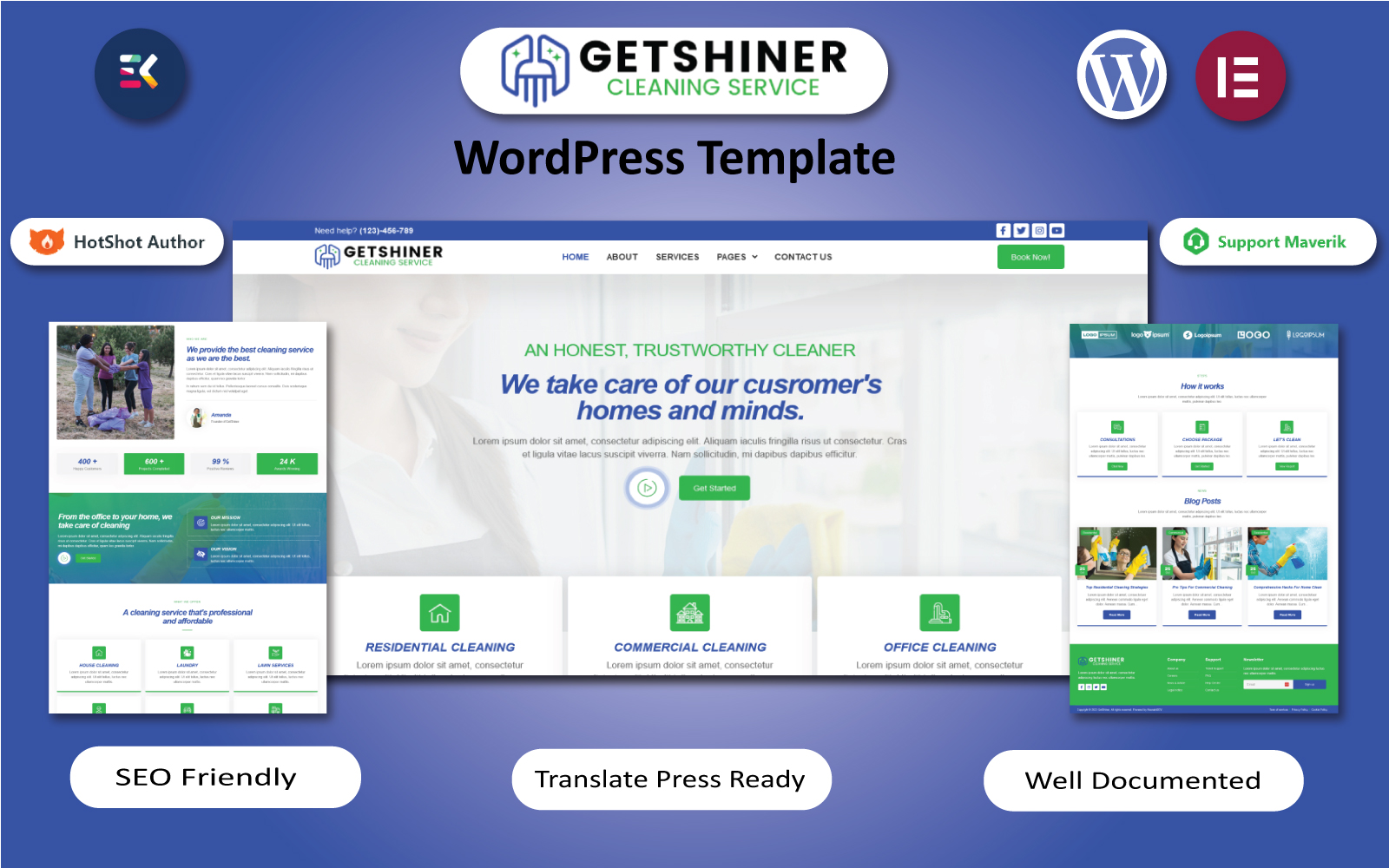 GetShiner - Limousine, Window Cleaners / Cleaning Service WordPress Elementor Template