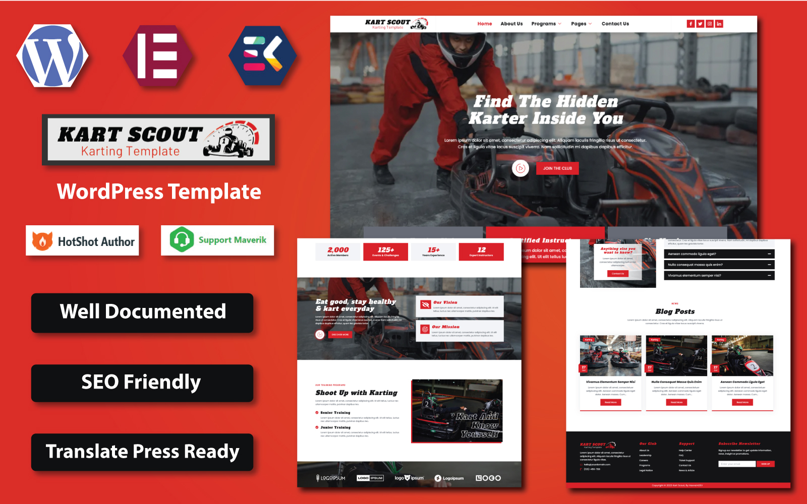 Kart Scout - Karting Club WordPress Elementor Template