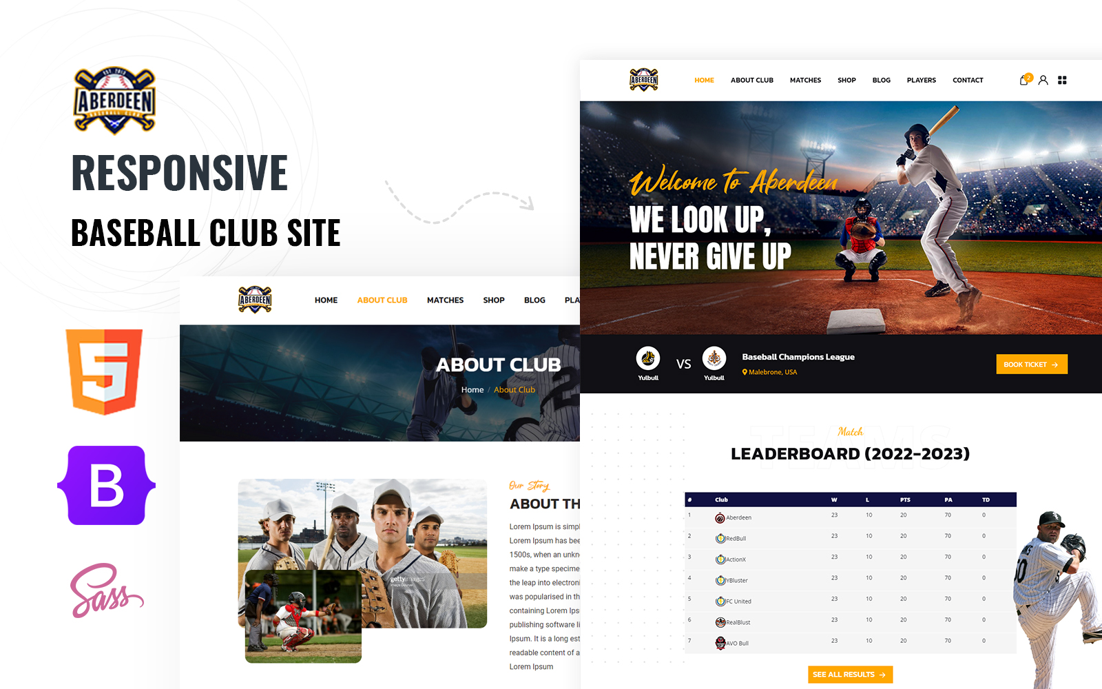 Buzzball - Baseball Sports Multipage HTML5 Website Template