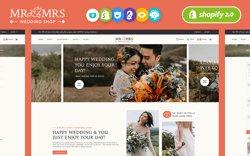 Mr&Mrs - Crafted Shopify Responsive Theme For Wedding Studio & Apparel