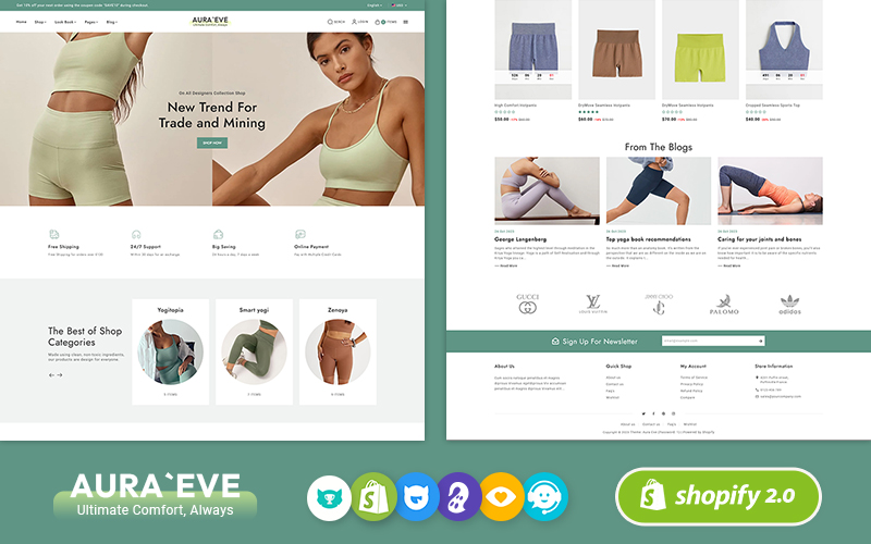AuraEve - Minimal Shopify Theme For Yoga Wear, Fitness & Sports