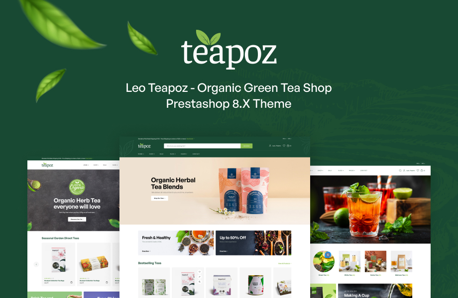 Leo Teapoz - Organic Green Tea Shop Prestashop 8.x Theme