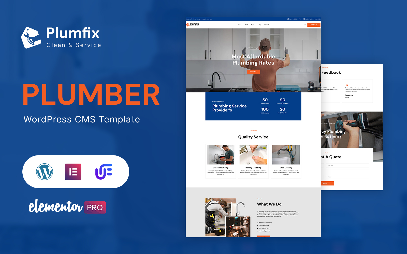 Plumfix- Plumbing Services WordPress Elementor Theme