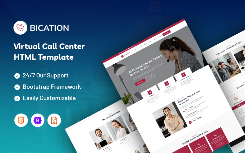 Bication – Virtual Call Center Website Template