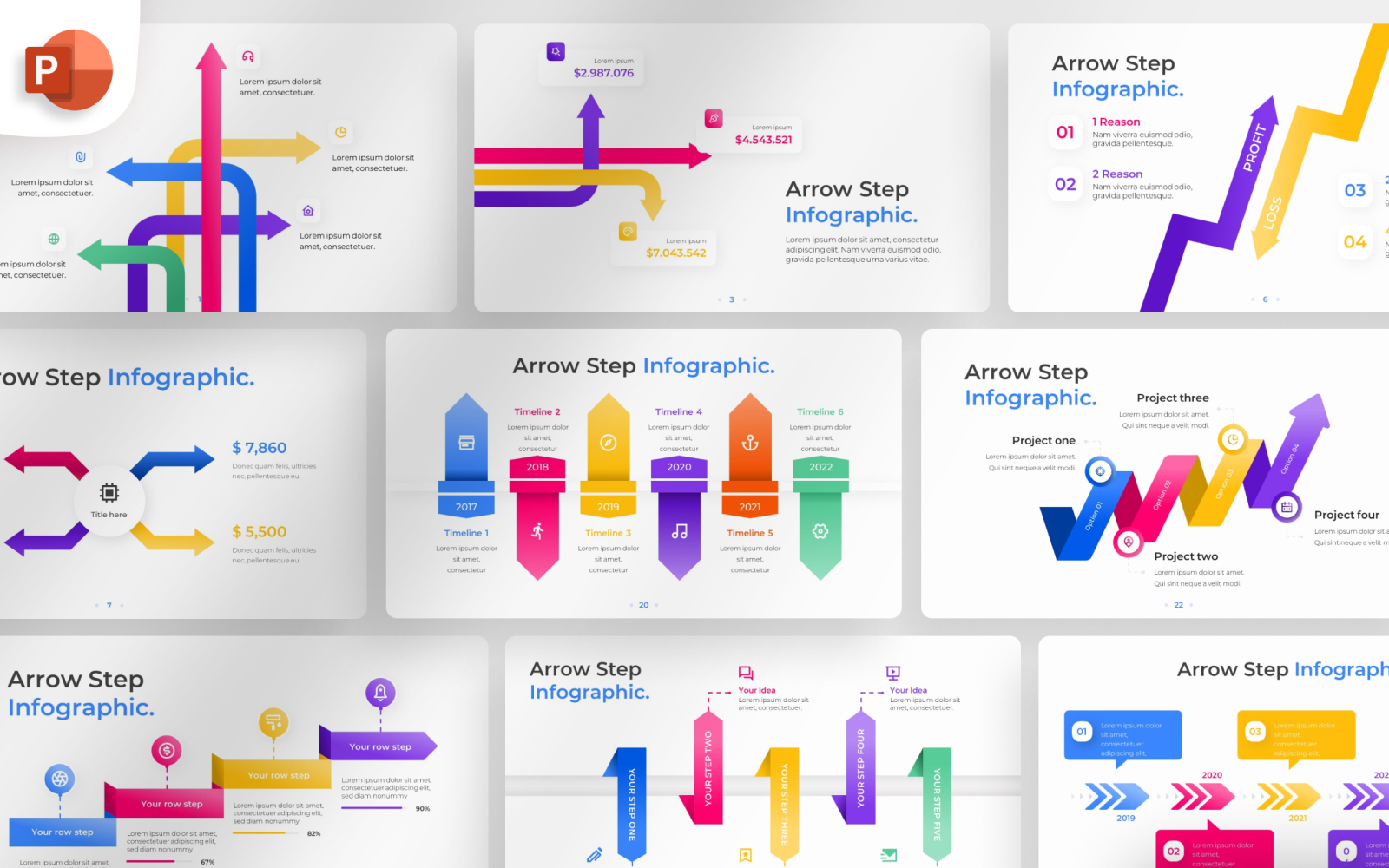 Arrow Step PowerPoint Infographic Template