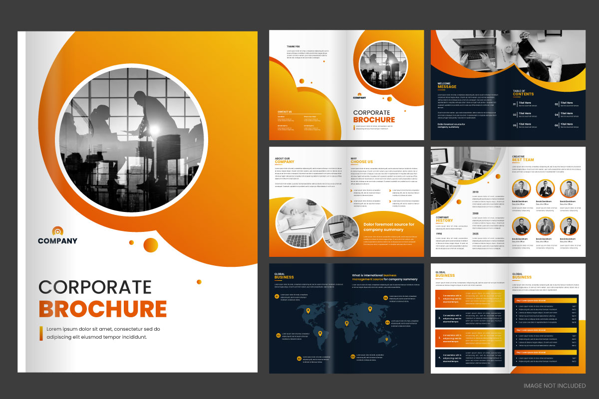 Corporate business presentation guide brochure template, Annual report, company portfolio layout