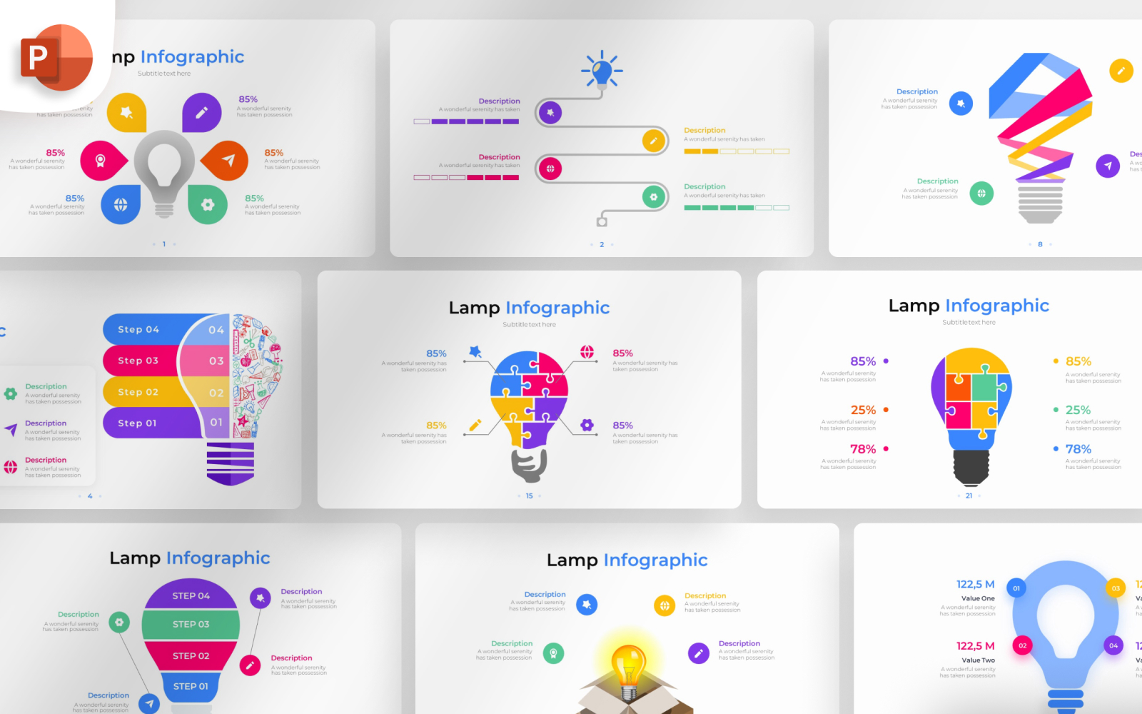 Lamp PowerPoint Infographic Template