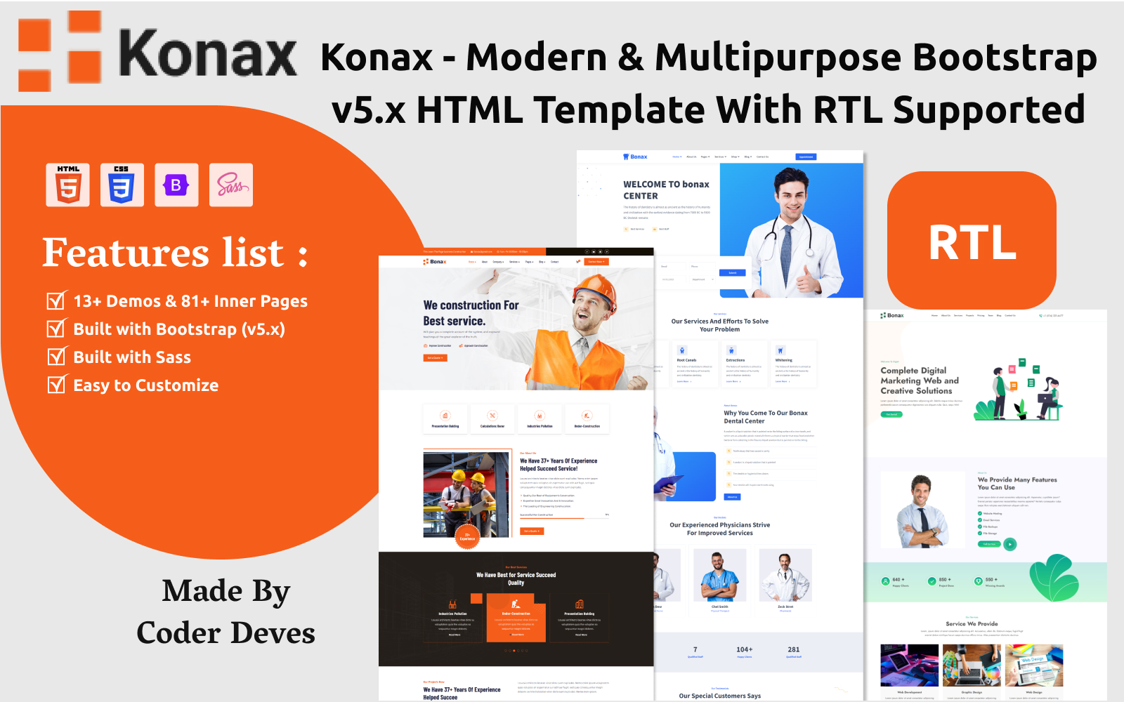 Konax - Modern & Multipurpose Bootstrap v5.x HTML Template With RTL Supported