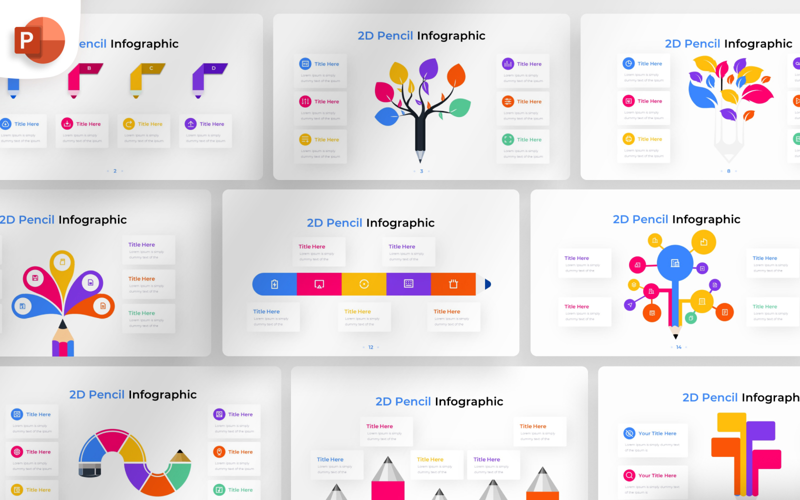 2D Pencil PowerPoint Infographic Template