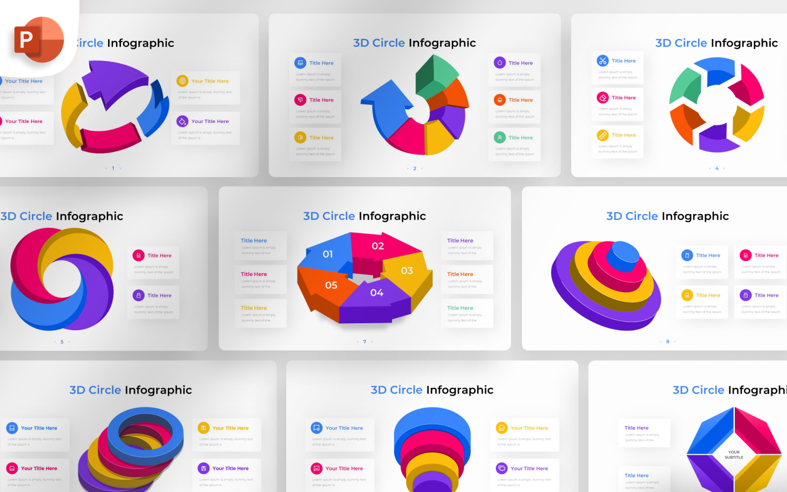 3D Creative Circle PowerPoint Infographic Template