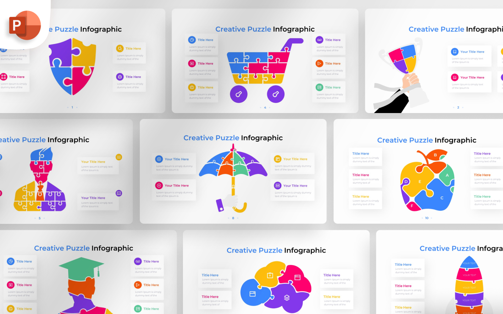 Creative Puzzle PowerPoint Infographic Template