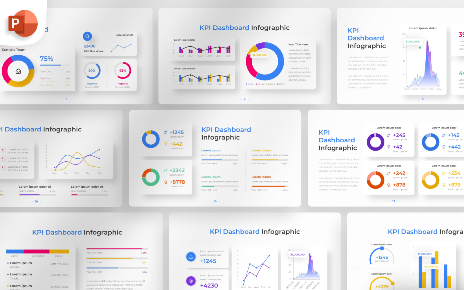 KPI DashBoard PowerPoint Infographic Template
