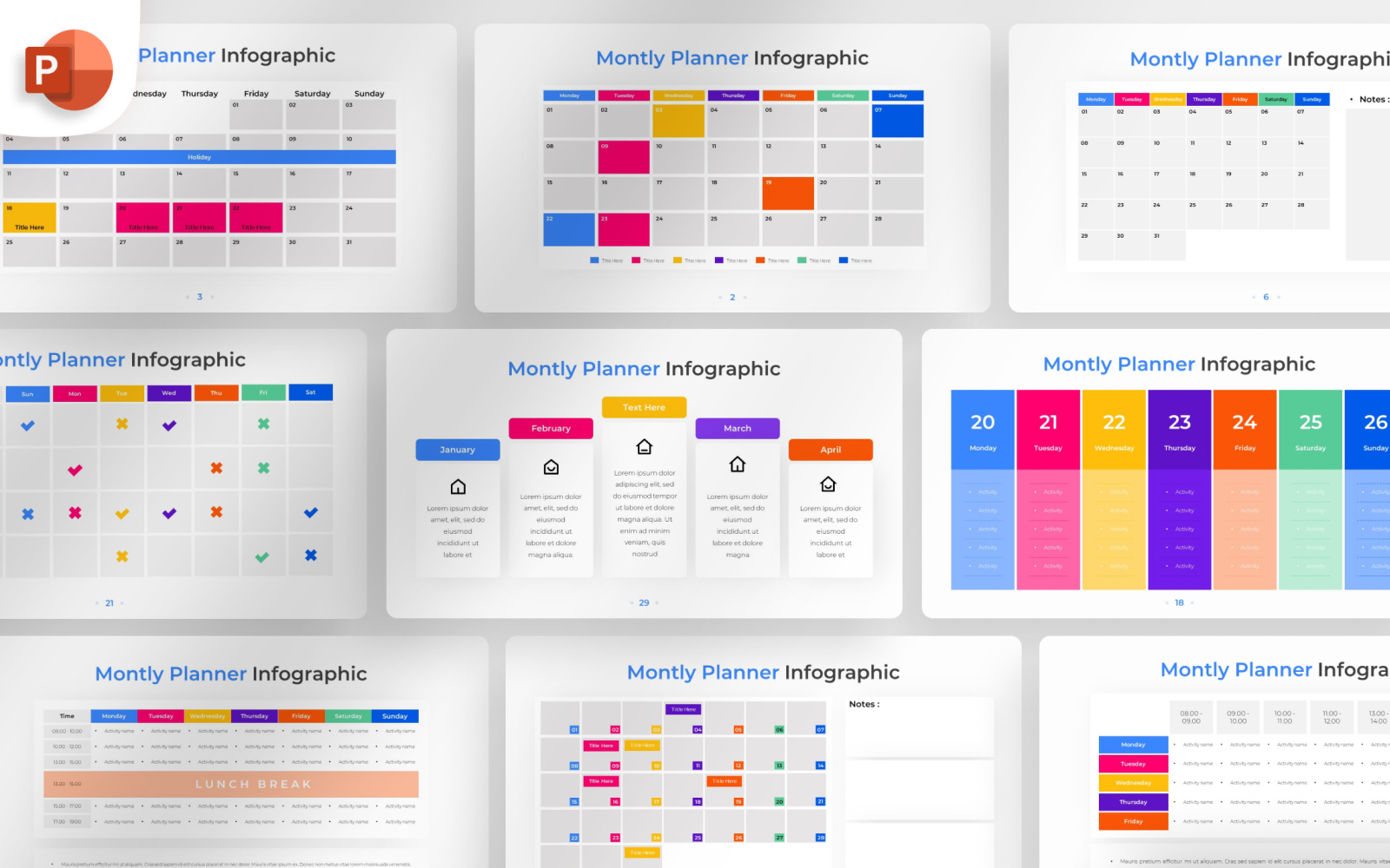 Monthly Planner PowerPoint Infographic Template