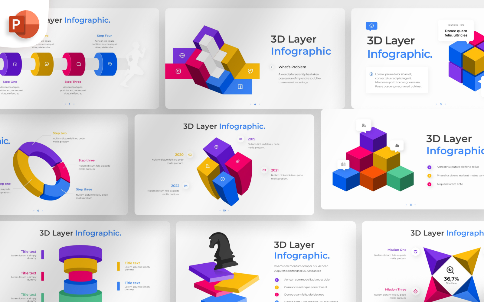 3D Layered PowerPoint Infographic Template