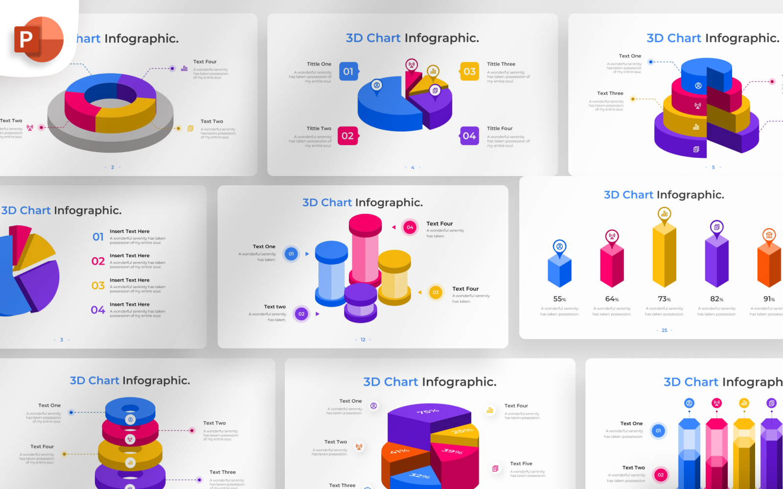 3D Chart PowerPoint Infographic Template