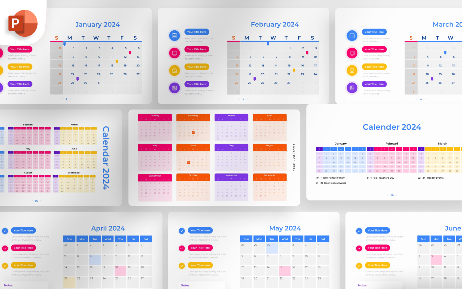 2024 Calendar PowerPoint Infographic Template for 9