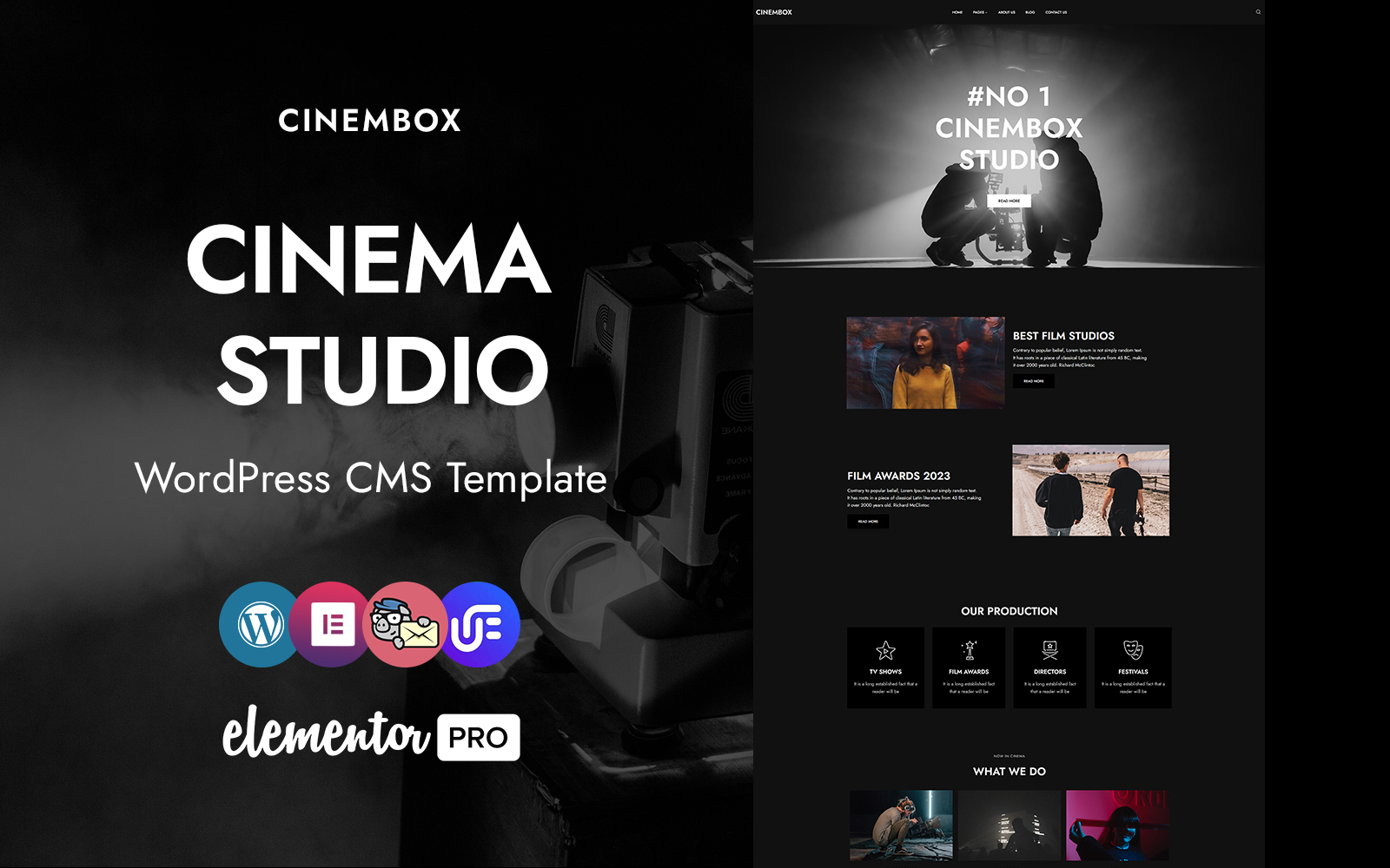 Cinembox -  Cinema Studio WordPress Elementor Theme