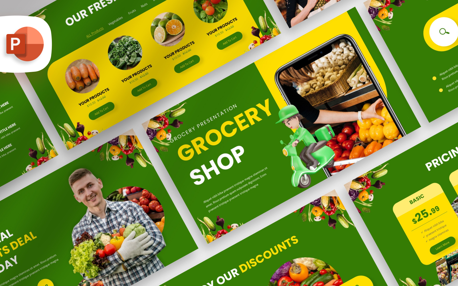 Decorative Grocery Shop PowerPoint Template