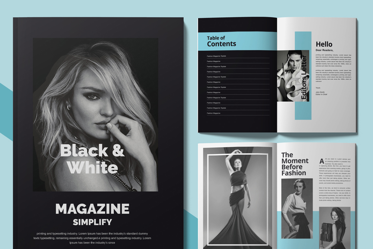 Black & White Fashion  Magazine Template