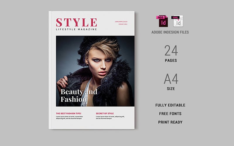 Free, printable, editable fashion magazine cover templates