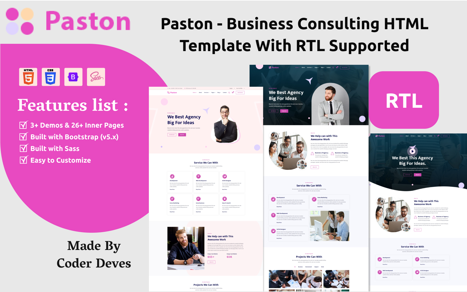 Paston - Business Consulting HTML Template With RTL Supported