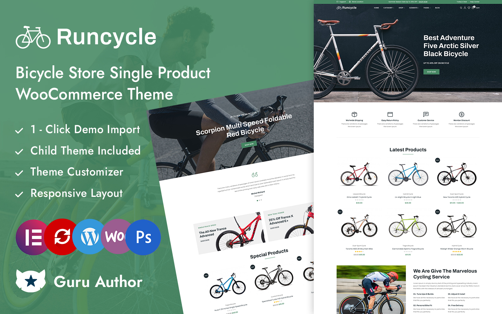 Runcycle - Bicycle Store Multipurpose Elementor WooCommerce Responsive Theme