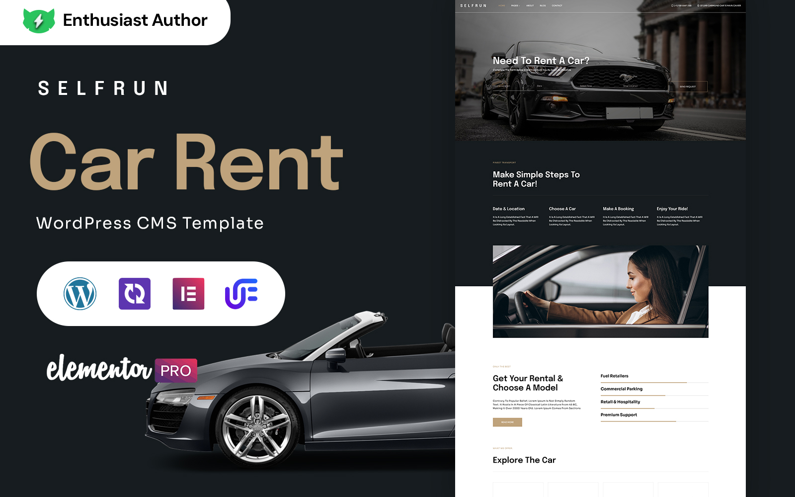 Selfrun - Car Rent WordPress Elementor Theme