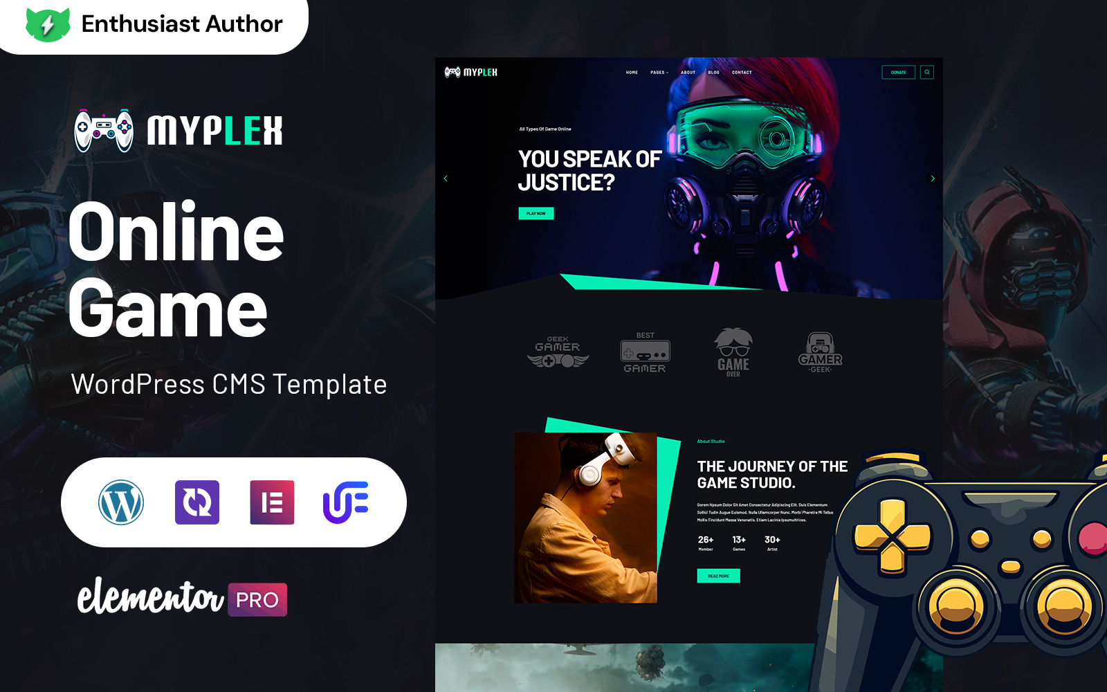 Myplex - Online Games WordPress Elementor Theme