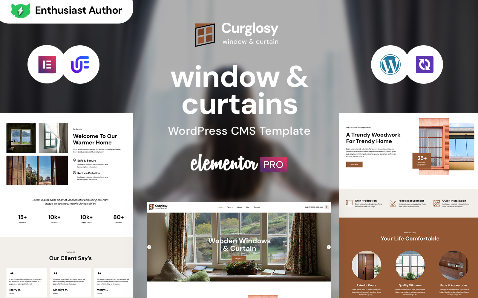 Curglosy - Windows And Curtains WordPress Elementor Theme