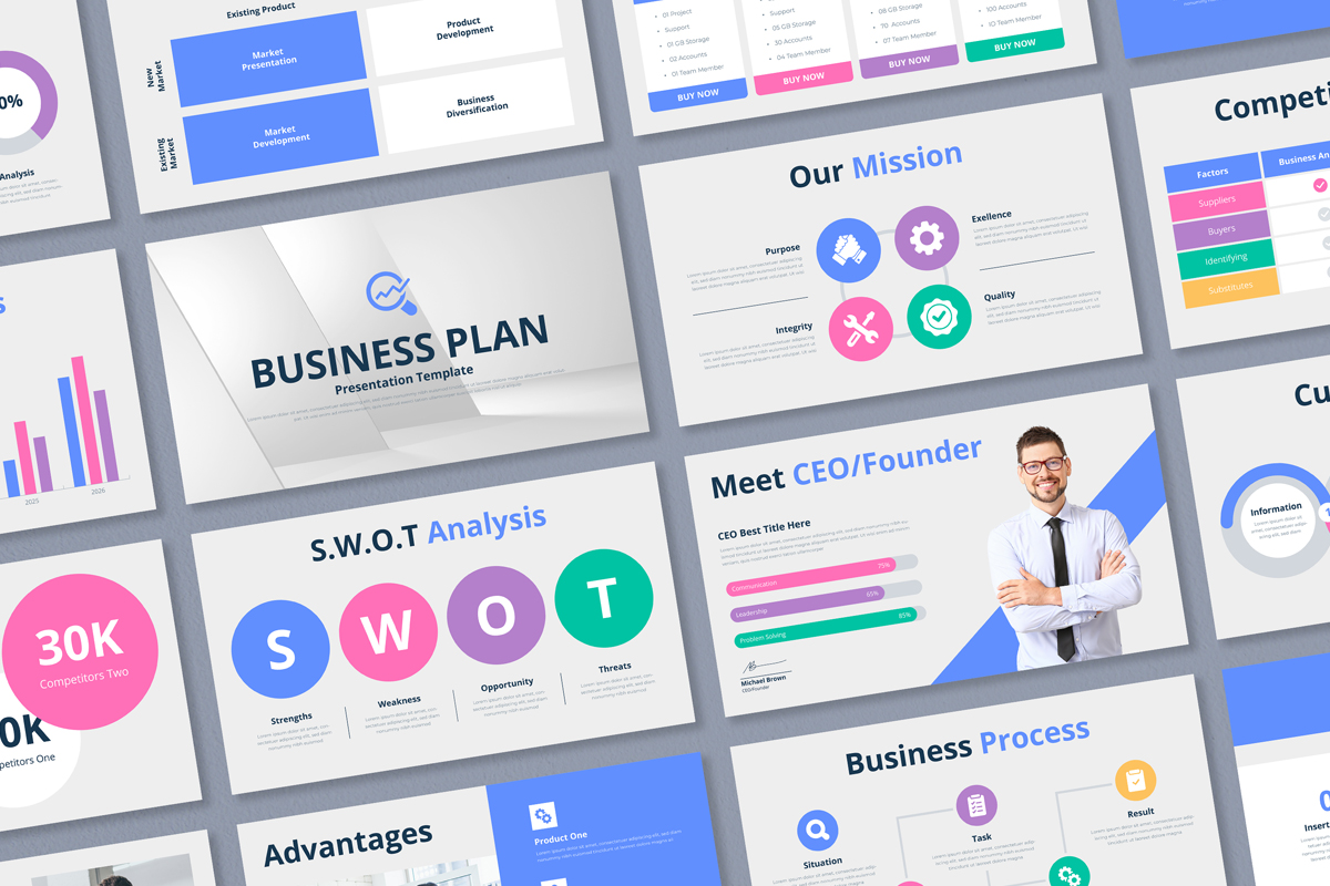 Business Plan PowerPoint Template Layout 2024