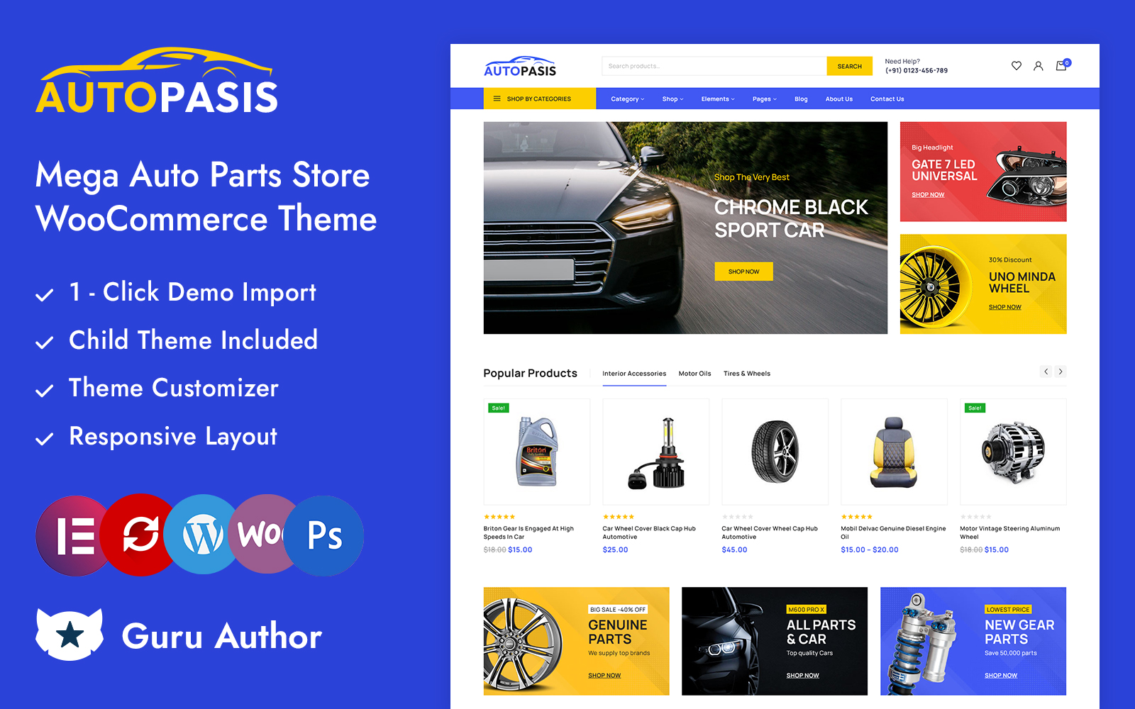 Autopassis - Automobile,  Auto Parts & Tools Shop Elementor WooCommerce Responsive Theme